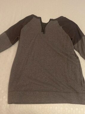 Lou & Grey Charcoal Zip-Neck Pullover